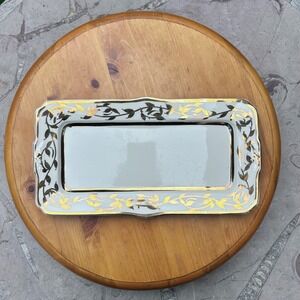 Vintage 18k Gold Creamer Tray Platter Large Hand Painted Myott Staffordshire 30s